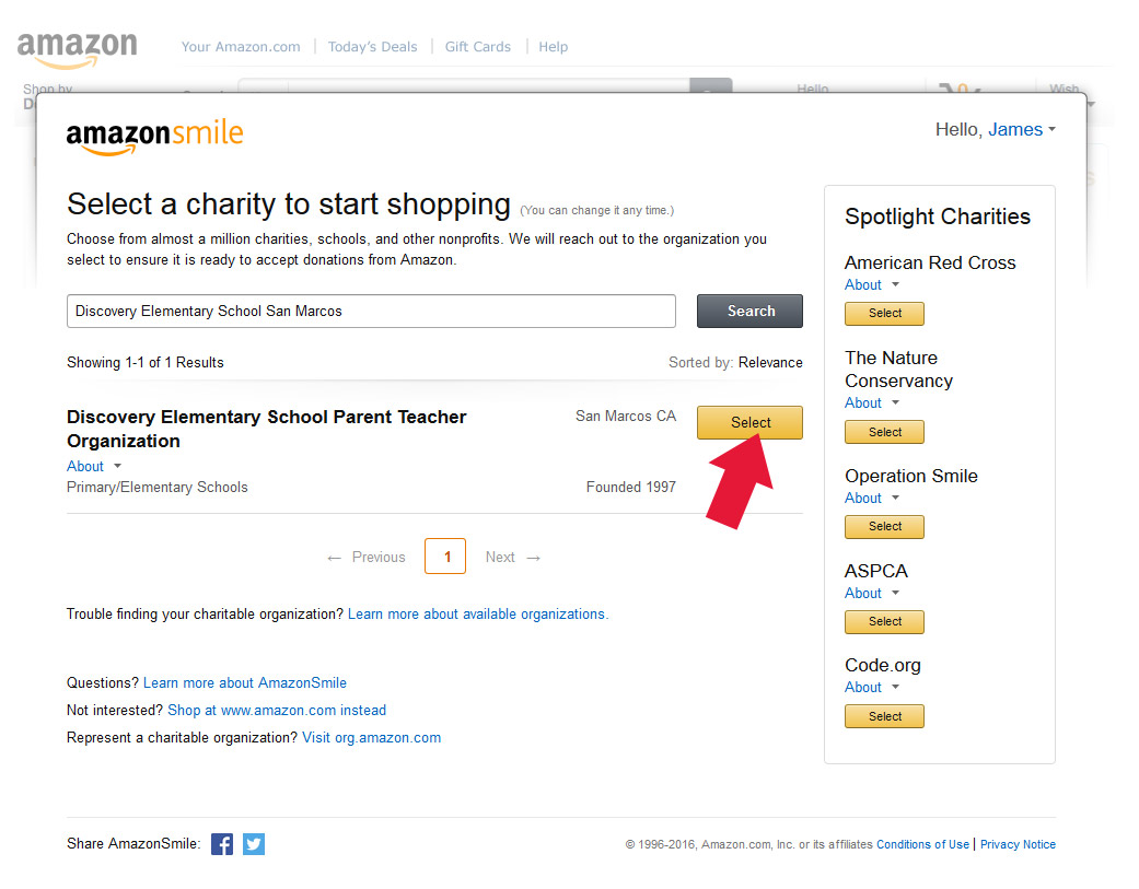 Amazon Smile Step 2